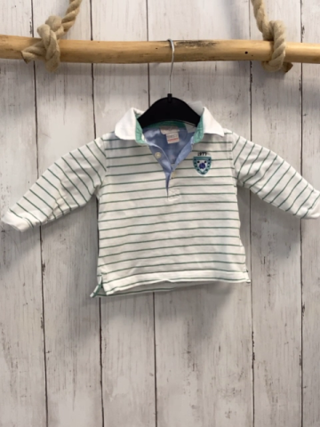 Cyrillus  Langarmshirt  Gr. 68  weiß grüne Streifen Polokragen