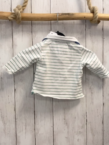 Cyrillus  Langarmshirt  Gr. 68  weiß grüne Streifen Polokragen