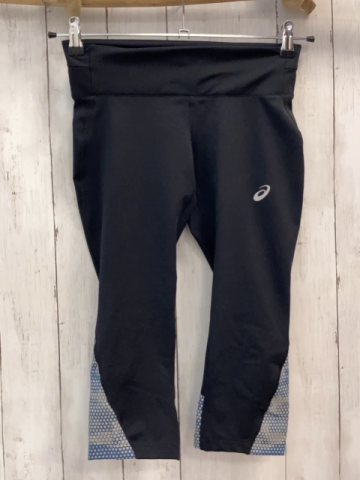 Asiscs  Sportleggings  Gr. 152  schwarz + hellblau mit grauem Wabendruck 