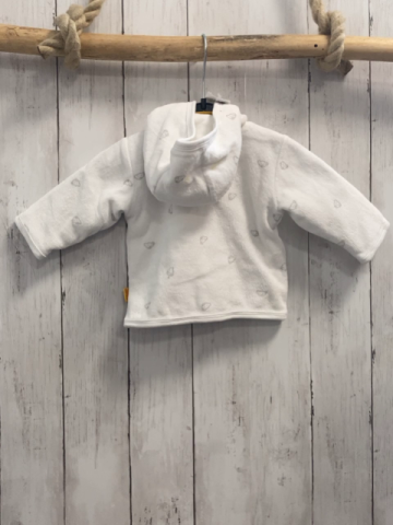 Steiff  Nickyjacke  Gr. 56  weiß graue Bärenköpfe Kapuze + Plüschbärenkopf 