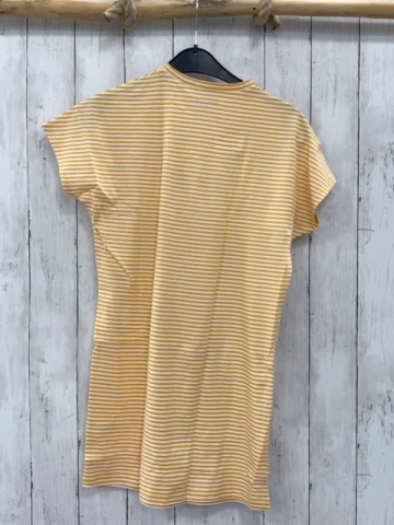 neu Schiesser Nachthemd  Gr. 140  mais weiße Streifen Schrift mit Blumen 