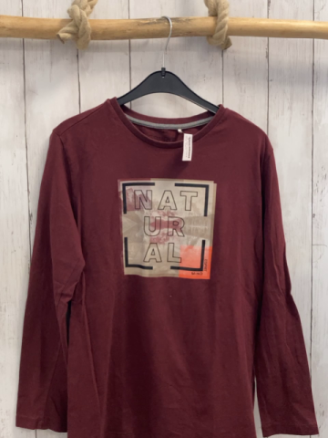 Esprit  Langarmshirt  Gr. 158/164  weinrot Quadrat mit Schrift 
