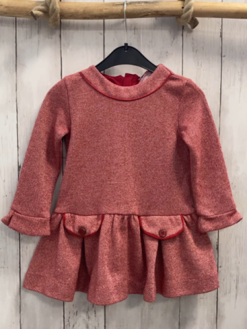 Mayoral  Kleid  Gr. 98  rot weiß meliert + goldene Glitzerpunkt 