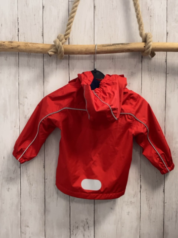   Regenjacke  Gr. 80  rot Kapuze mit blauem Fleecefutter Raketen 