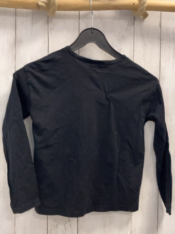 Benetton  Langarmshirt  Gr. 128  schwarz Mickey Mouse Gesicht weiße Schrift Pailettenstreifen 