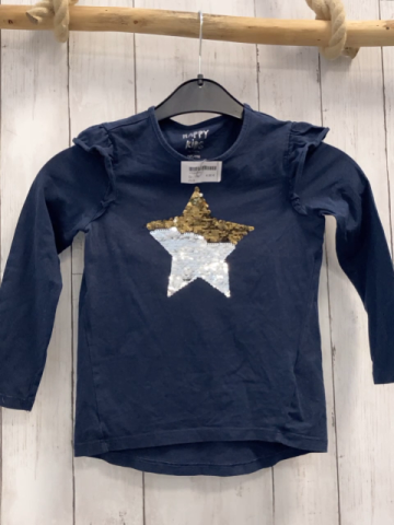   Langarmshirt  Gr. 110  blau Pailettenstern Rüschen 