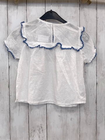 Mayoral  Sommerbluse  Gr. 116  weiß blaue Stickerei 