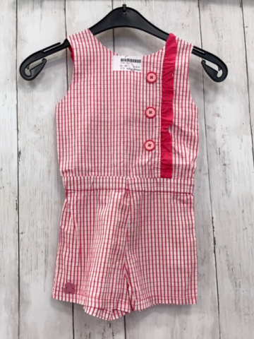 Sergent Major  Playsuit Gr. 98  pink weiß kariert Rüschen rosa Knöpfe 