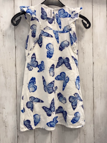 Mango Kleid  Gr. 122  weiß blau hellblaue Schmetterlinge Rüschenärmel 