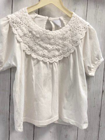 Zara  T-Shirt  Gr. 116  weiß Häkelausschnitt 