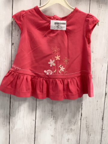 GAP  T-Shirt  Gr. 68  hellrot gestickte Blumen 