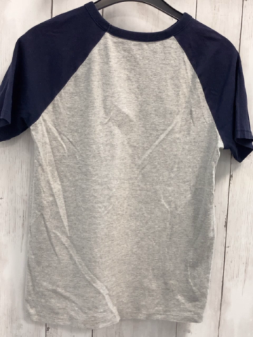 GAP  T-Shirt  Gr. 152  grau dunkelblaue Ärmel + Bund helllaue Schrift 