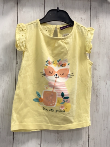 Sergent Major  T-Shirt  Gr. 92  gelb Katze Ärmel mit Lochstickerei 