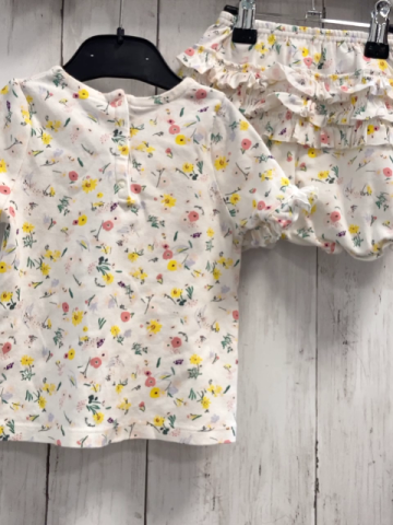 2tlg Petit Bateau  T-Shirt + Shorts  Gr. 80  weiß Blumen 