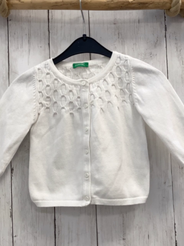 Benetton  Strickjacke  Gr. 74  weiß graue Nähte 