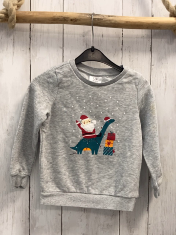  Pullover Gr. 104  grau Weihnachtsmotive