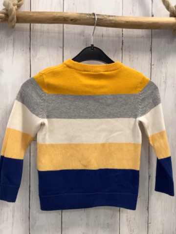 H&M Pullover Gr. 98  gelb grau weiß blau Streifen Strick