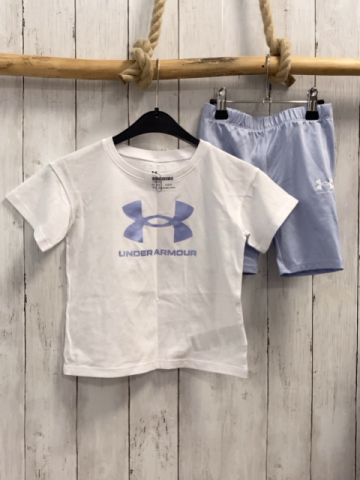 2tlg Under Armour  T-Shirt + Shorts  Gr. 110  weiß lavende Schrift 