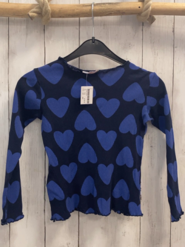 DP....aM Langarmshirt   Gr. 116  dunkelblau Rippen lila Herzen 