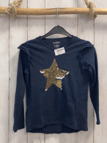  Langarmshirt  Gr. 122/128  blau goldener Pailettenstern 