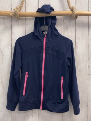   Joggingjacke Gr. 134/140  blau Kapuze rosa Reißverschlüsse