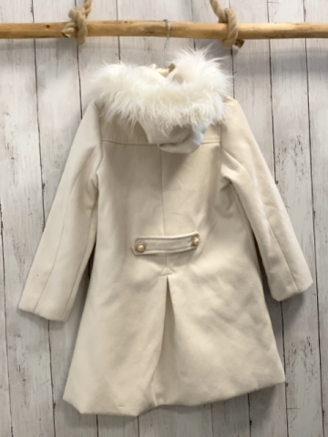 Ebita Mantel Gr. 128  Weiß goldene Knöpfe Fellbund an Kapuze