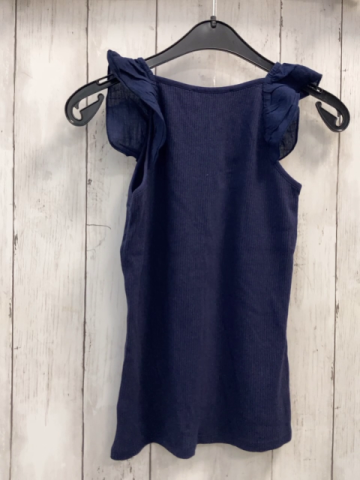 Desigual  Top  Gr. 140  blau Rippen weiße Blumen Rüschen 