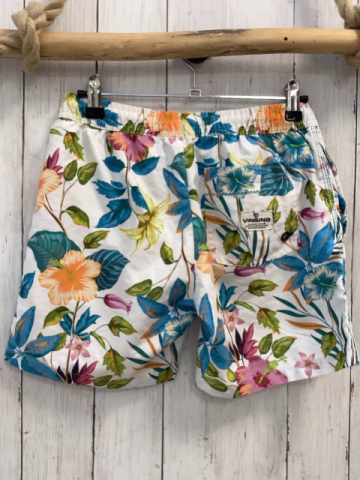 Vingino  Badeshorts  Gr. 152  weiß bunte Blumen hellblaue Kordel