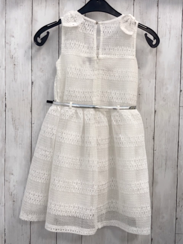 Boutique Girl  Kleid  Gr. 140  weiß Überkleid mit Lochstickerei silber Gürtel 