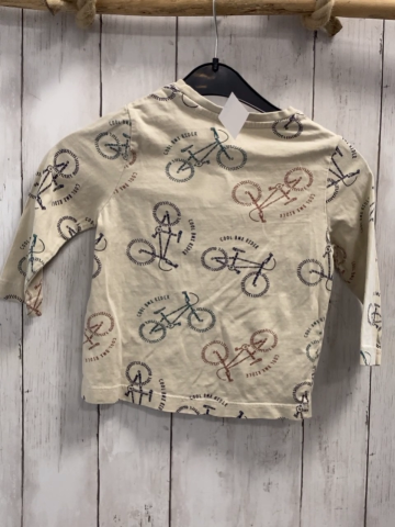  Langarmshirt Gr. 98  beige bunte Fahrräder