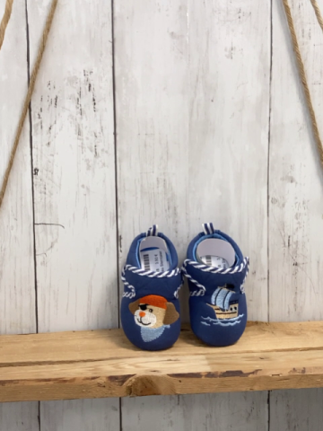 neu Sterntaler  Babyschühchen  Gr. 17/18  blau Hund Piratenschiff 