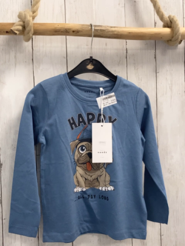 neu Name it  Langarmshirt  Gr. 104  hellblau Hund Schrift NP 9,99 € 
