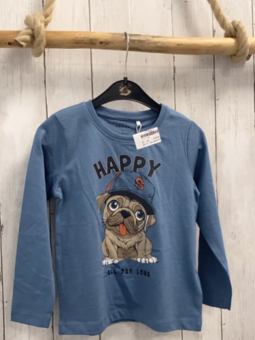 neu Name it  Langarmshirt  Gr. 104  hellblau Hund Schrift NP 9,99 € 