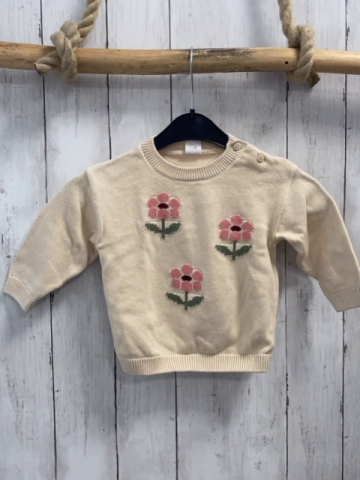 H&M  Pullover  Gr. 74  beige Blumen Strick 
