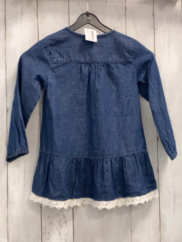   Kleid  Gr. 104  blau Jeans weißer Spitzernsaum