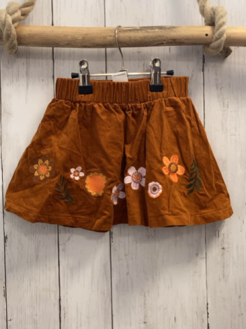 Pusblu Rock Gr. 92  braun Kord gestickte Blumen