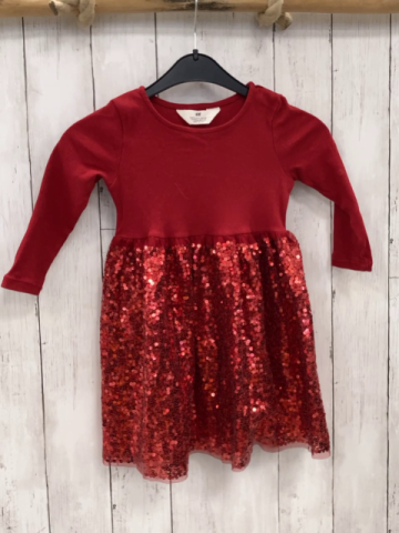 H&M  Kleid  Gr. 98  rot Rippenoberteil Tüllrock 