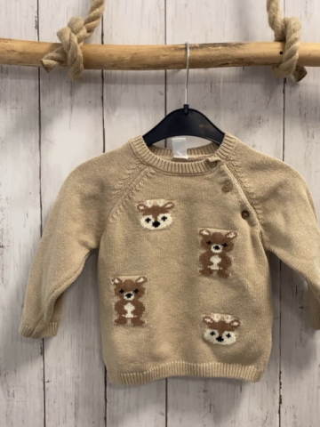   Pullover  Gr. 86  sand Strick Bär + Rehköpfe 