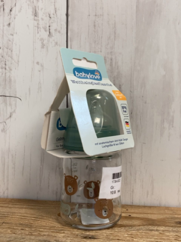 neu  Babyflasche  Glas Bärenköpfe 