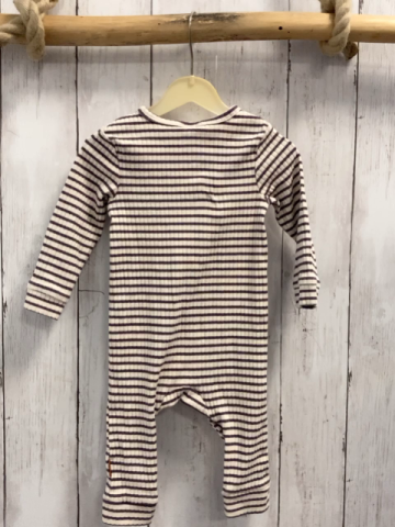  Schlafanzug  Gr. 62  weiß graue Streifen Rippen 
