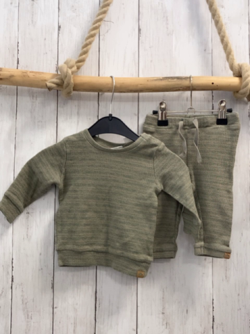 2tlg Name it  Pullover + Jogginghose  Gr. 62  beige petrol Streifen 