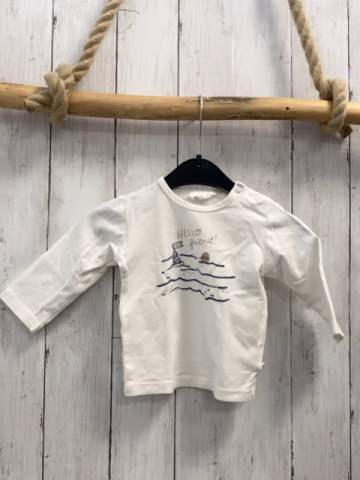 Feetje  Langarmshirt Gr. 62  weiß Wlellen Seehund Boje 