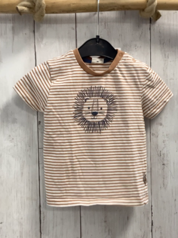 Salt & Pepper  T-Shirt  Gr. 68  weiß hellbraune Streifen Löwenkopf 