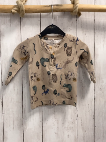 Name it  Langarmshirt  Gr. 68  sand Reptilien Bäume Knopflleiste 