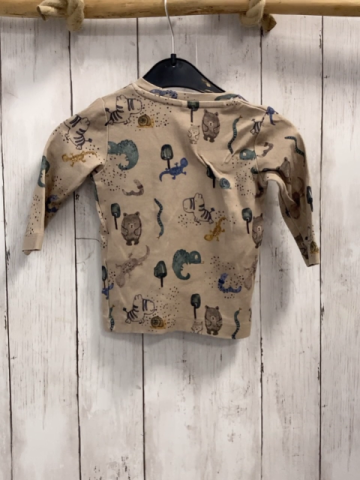 Name it  Langarmshirt  Gr. 68  sand Reptilien Bäume Knopflleiste 