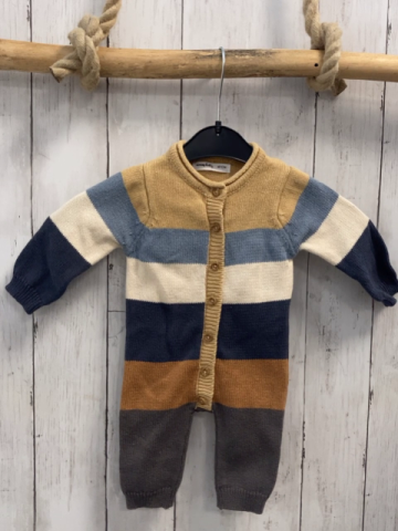 Sinsay  Overall Gr. 62  ocker hellblau weiß grau hellgraue Streifen Strick