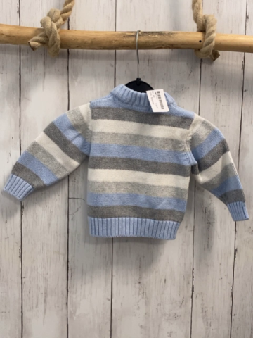 Mayoral  Pullover  Gr. 68  hellblau grau hellgrau weiße Streifen Strick Reißverschluss 