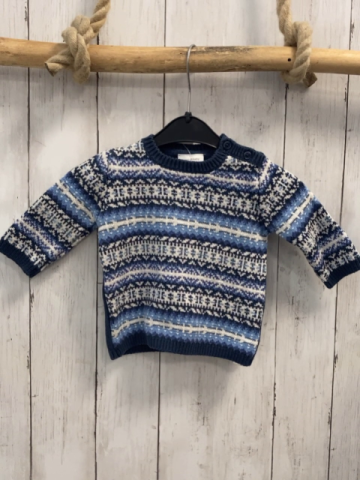 Next  Pullover  Gr. 68  weiß blau hellblau lila Streifen mit Muster Srick 