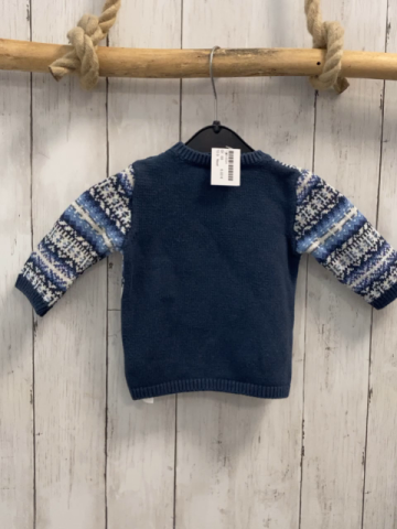 Next  Pullover  Gr. 68  weiß blau hellblau lila Streifen mit Muster Srick 