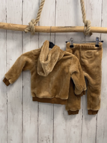 2tlg  Plüschjacke + -hose  Gr. 74  hellbraun Kapuze Bär 
